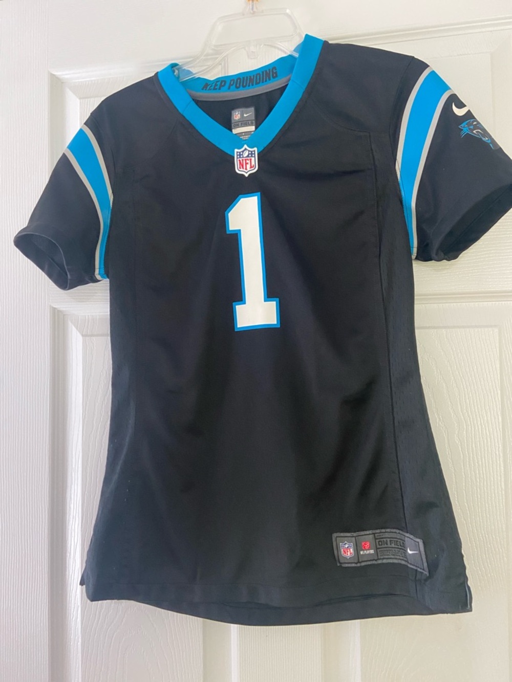 Nike Black Carolina Panthers #1 Game Jersey with Blue Accents